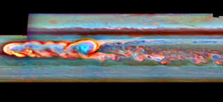 Illustration for article titled A storm on Saturn so huge that it wrapped around the entire planet